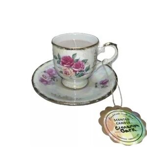 Hand Crafted Scented Candle in Vintage Tea Cup & Saucer